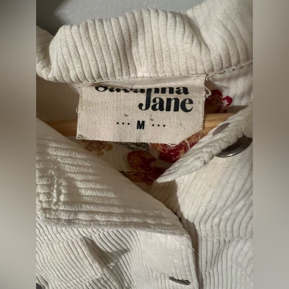 Savanna Jane Embroidered Floral Cream Ivory Corduroy Jacket Medium - Picture 8 of 14